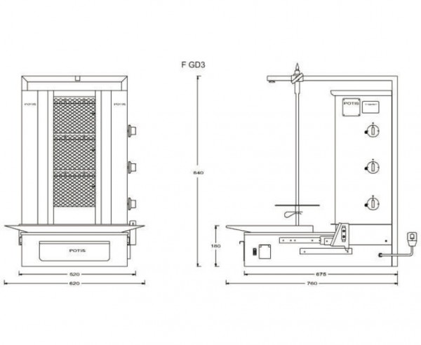 Potis GD3 Dönergrill outlet / Gyrosgrill